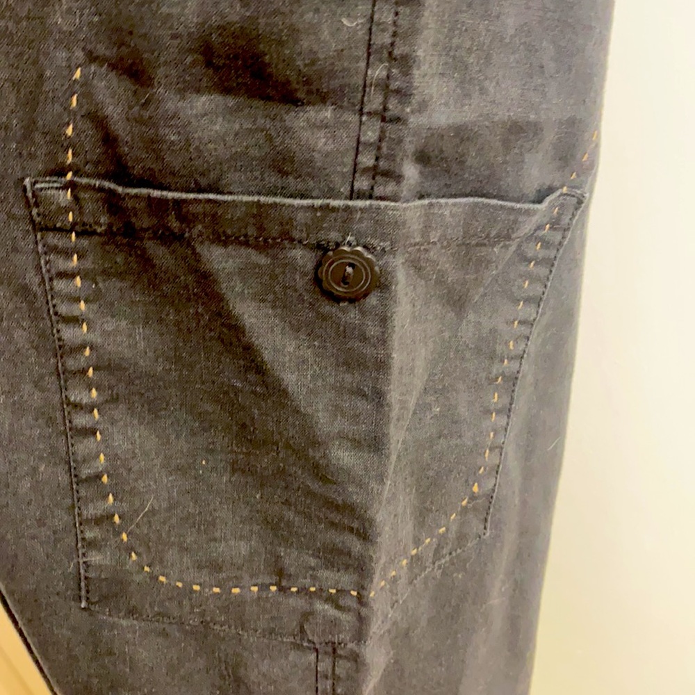 Women’s linen/cotton black crop pants zip fly 16 - Picture 3 of 6